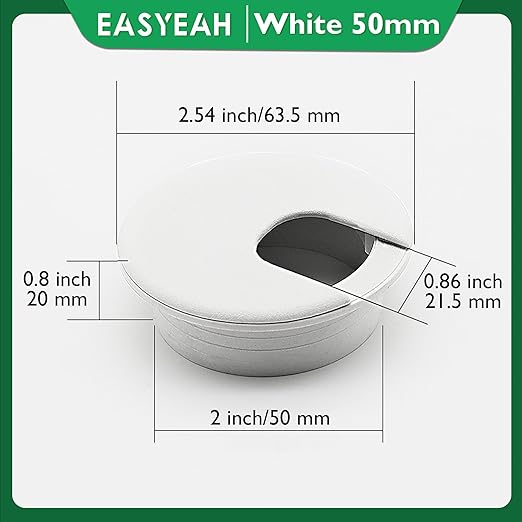 EASYEAH 10 Pcs Desk Grommet 2" / 50 mm, Desk Cord Hole Cover, Cable Grommet ABS Plastic, Desk Hole Grommet for Home & Office Pc, Detachable Cable Cord Organizer-White