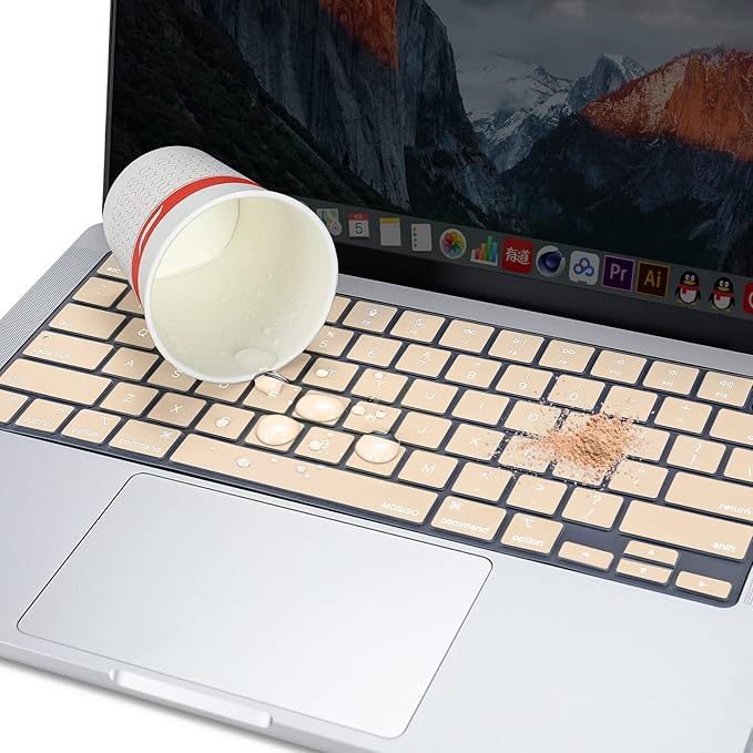MOSISO Keyboard Cover Skin Compatible with MacBook Air 15 inch M3 A3114 M2 A2941/Air 13.6 A3113 A2681/Pro 14/16 M4 M3 M2 M1, Apricot