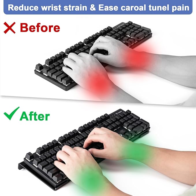 BOOMIBOO Black Acrylic Tilted Computer Keyboard Holder for Ergonomic Typing, Keyboard Stand with Silicone Anti-Slip Strip, 17 x 5.7 Inch Keyboard Tray for Office Desk, Home, School