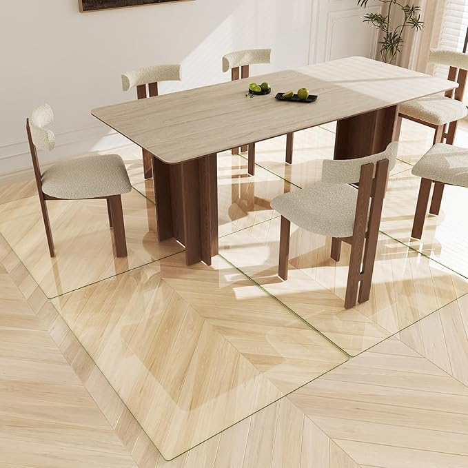 Koonmi Tempered Glass Chair Mat 46"x36" - Premium Office Chair Mat for Hardwood Floors & Low-Pile Carpet with 4 Non-Slip Pads - Thick Scratch-Resistant Surface