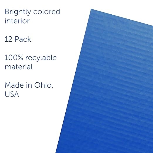 Flipside Products 18”x 48” Blue Study Carrel, Privacy Boards, Student Privacy and Focus Booth for The Classroom, Desk Divider Cubby for Tests, Made in USA - 12 Pack