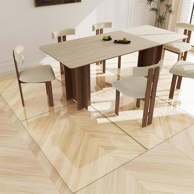 Koonmi Tempered Glass Chair Mat 36"x50" - Premium Office Chair Mat for Hardwood Floors & Low-Pile Carpet with 4 Non-Slip Pads - Thick Scratch-Resistant Surface