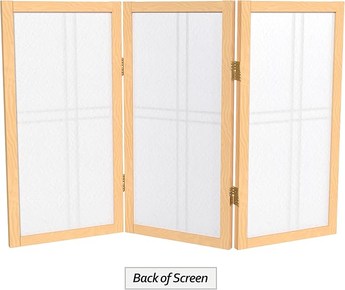 2 ft. Short Desktop Double Cross Shoji Screen - Natural - 3 Panels