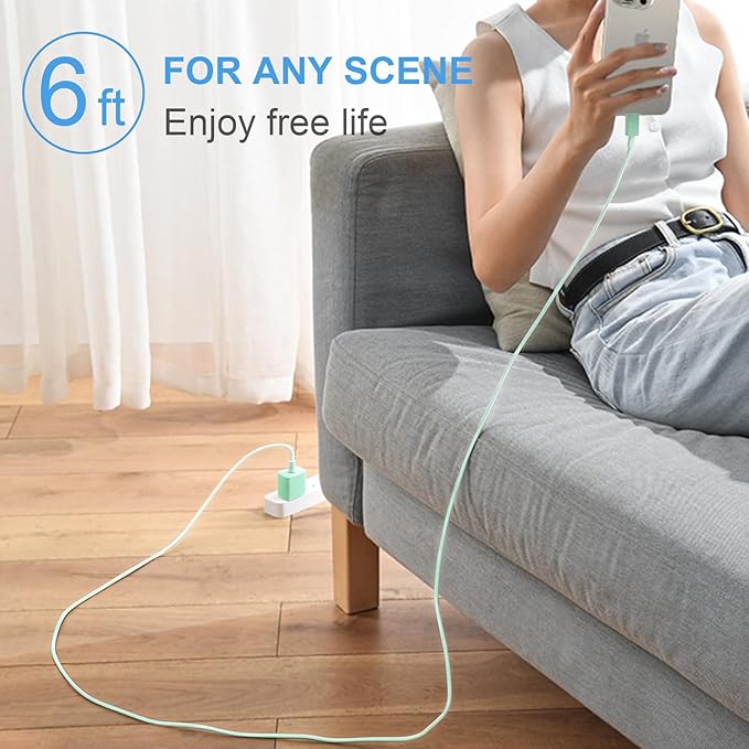iPhone 17 16 15 Charger Fast Charging 3+3Pack 20W USB C Wall Charger with 6FT Fast Charging Cable Compatible with iPhone 17/17 Air/17 Pro/17 Pro Max/iPhone 16/15 Series, iPad Pro/AirPods -Green
