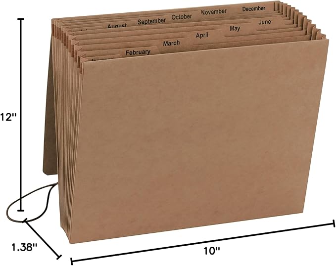 Smead Expanding File with Flap and Cord Closure, 12 Pockets, Monthly (Jan-Dec), Letter Size, Kraft (70186) (Pack of 5)