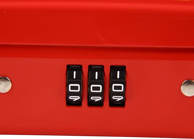 SEPOX® Water/Fire-Resistant Portable Security Case Lock Box Steel, Small Personal Travel Safe Storage Cabinet, 3-Ft Cable, Ressetable Combination Lock for Dorm, Car, Sports, Office, Red