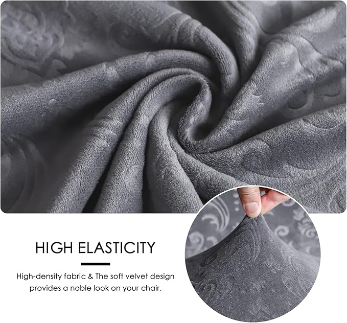 FORCHEER Large Office Chair Cover Velvet Embossing Dark Grey Stretch Slipcover for Desk Computer Chairs with Arm Removable Washable( 1 Piece)