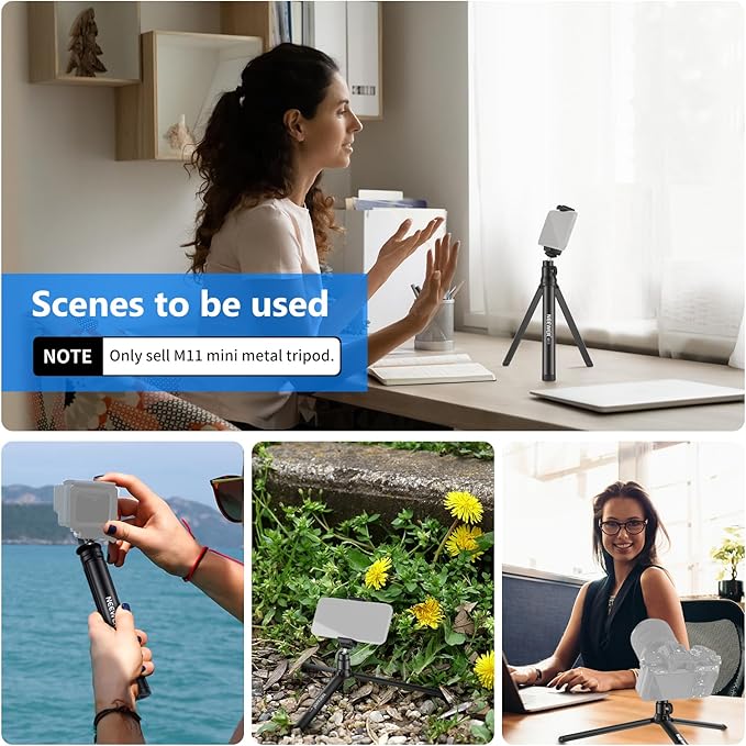 NEEWER Mini Metal Tripod, Table Stand, Desktop Compact Tripod Compatible with Crane M2, Smooth Q2, Gimbal Grip Stabilizer and All Cameras