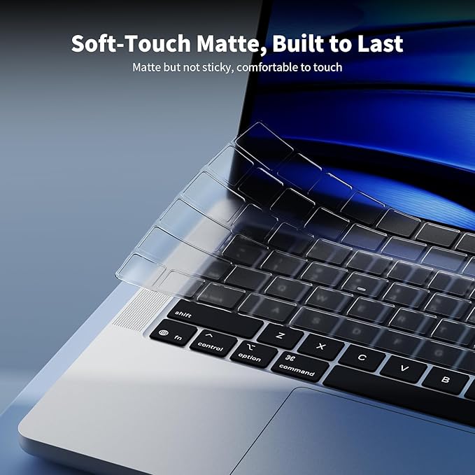 Soonjet Ultra Thin Keyboard Cover for 2025-2021 M5/M4/M3/M2/M1 Pro/Max MacBook Pro 14/16, M5-M2 MacBook Air 13/15, MacBook Neo, Premium TPU Keyboard Protector - Clear