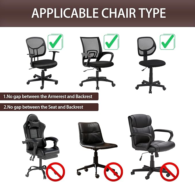 Stretch Jacquard Office Chair Cover, Removable Washable Desk Chair Cover, Anti-dust Seat Cushion Protectors - Chocolate