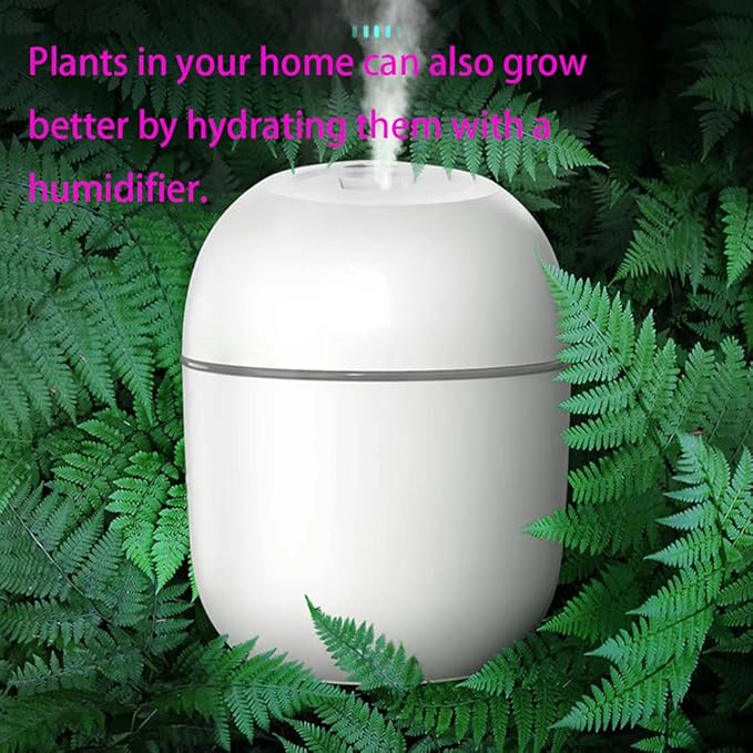 Mini Humidifier, USB Power Supply, Suitable for Study Room, Bedroom, Baby Room, Office, Car, With 7 Color LED, Air Humidifier, Can Be Used for Facial Moisturizing (Snow White)