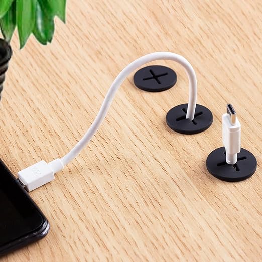 keenkee 2 PCS Cable Grommet Made of Flexible Silicone 1 Inch Desk Grommets for Table and Other Furnitures Hole Cover Cord or Wire Pass Through Black Color