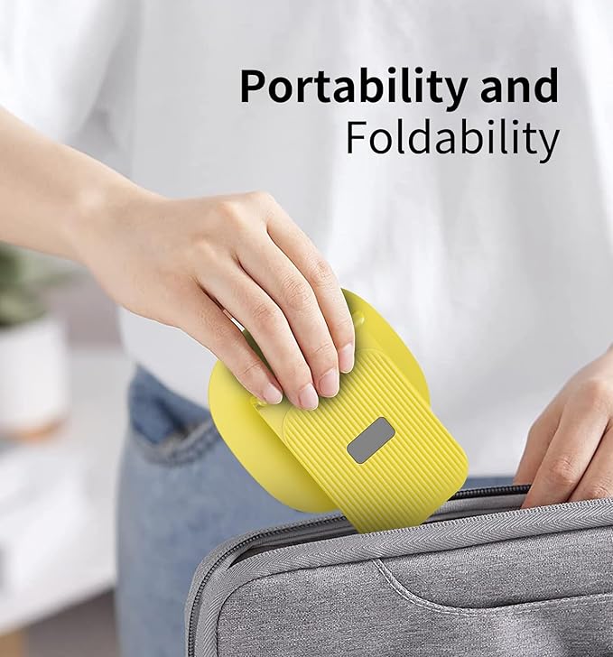 360° Rotating Cell Phone Stand for Desk, Adjustable & Foldable Phone Holder, Aluminum Desktop Phone Stand with Anti-Slip Base, Compatible with iPhone, iPad, Android Phones, K69-Yellow