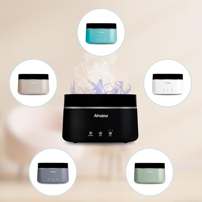 AquaFlame Ultrasonic Humidifier (.75L / .20 Gal) - Vibration Technology Humidifier with Essential Oil Diffuser – Tabletop Design for Personal Use, Dorm Rooms, & Desks - White (.75L / 0.20 Gal)