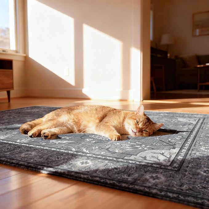 36"x48" Office Chair Mat for Hardwood, Under Desk Chair Mat for Home Office, Anti-Slip Office Rugs for Rolling Chairs, Floor Protector Washable Rugs Charcoal Gray
