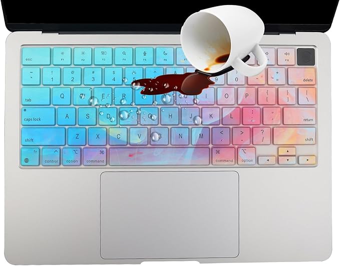 2 Pack Keyboard Cover Skin for 2026-2023 MacBook Air 13" 15" M5 M4 M3 M2, 2026-2021 MacBook Pro 14" 16" M5 M4 M3 M2 M1 Pro/Max, 14.2" 16.2" MacBook Pro /13.6" 15.3" MacBook Air, US, Stylish Colorful