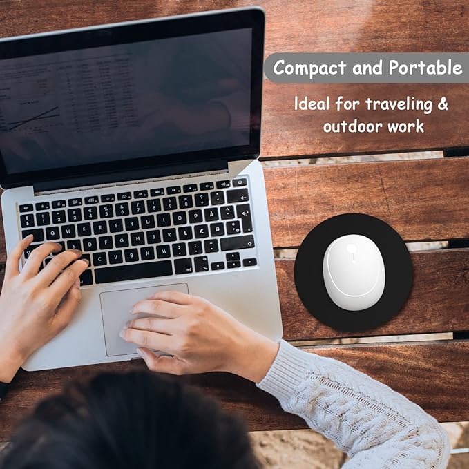 Dapesuom Small Mouse Pad, 6 x 6 Inch Thick Rubber Premium-Textured Non-Slip Portable & Washable Round Mini Mouse Mat for Women Wireless Laptops Keyboard Tray Gaming Work Computer Office Travel, Black