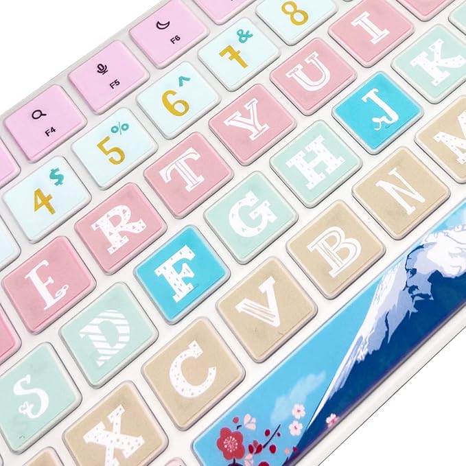 Keyboard Cover Skin for 2021 New Apple iMac Magic Keyboard (Model: A2520) with Numeric Keypad and Touch ID, Cute Printing Silicone Keyboard Protector, Sakura