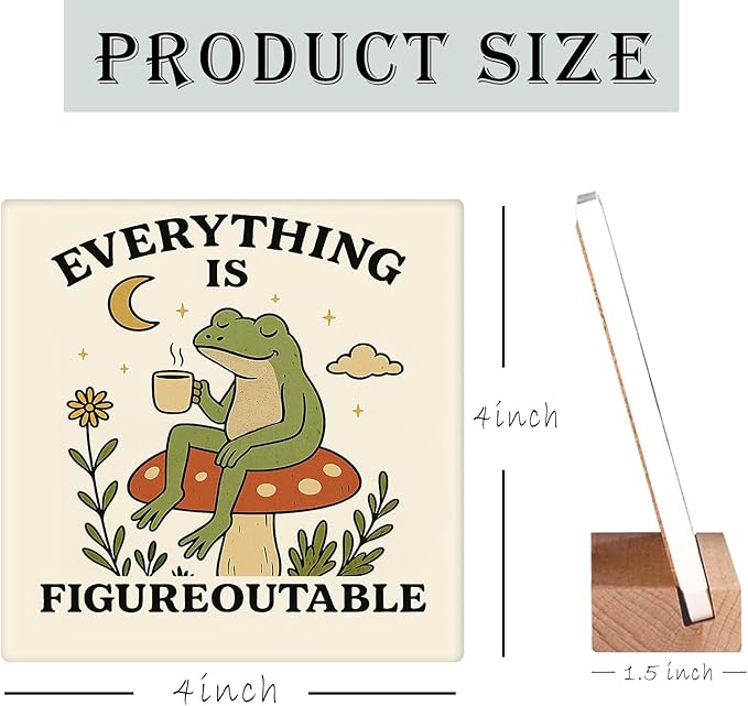 Inspirational Office Desk Decor Everything Is Figureoutable Sign Motivational Gifts For Women Kids - Mental Health Decor Funny Frog Coffee Desk Art Calming Corner Decorations For Classroom Dorm Bedroom