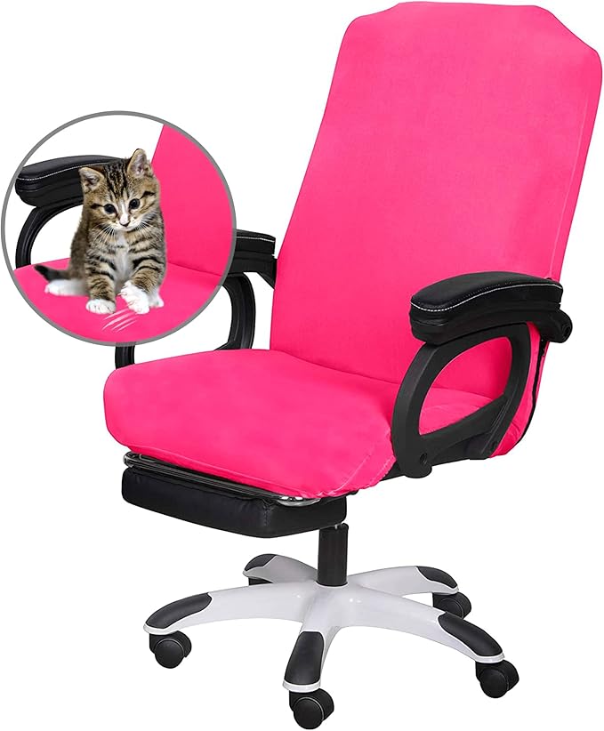 SARAFLORA Office Chair Cover- Large, Dark Pink- Removable Computer Chair Cover for Office Chair with Zipper for Universal Rotating Chair Desk Chair Cover Chair Seat Washable Protector for Pets