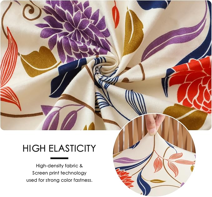 Waterproof Office Chair Cover with Armrest Cover 18Inch Wide Stretch Printed Floral Small Desk Computer Chair Covers with Long Zipper Arm Slipcovers Washable