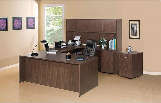Lorell Essentials Walnut Freestanding Mobile Pedestal