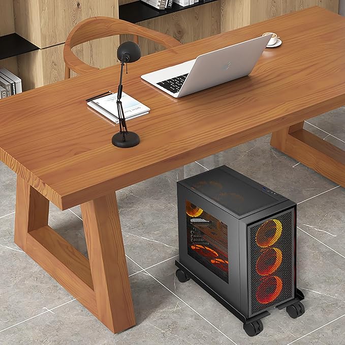 Adjustable Large Computer Tower Stand 7.9 to 10.2 inch Wide, Mobile PC Stand for Most Desktop Towers, Steel CPU Stand with Locking Caster Wheels, Gaming PC Holder,PC Cart