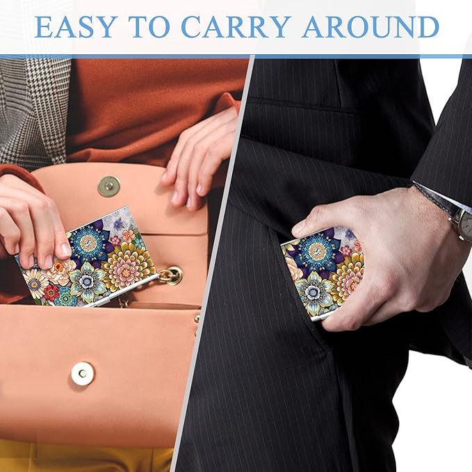 Business Card Holder,Color Printing Men's and Women's Business Card Case,Ultra-Thin Metal Business Card Organizer,Carry-on Pocket Wallet Business Card Holder,Mandarins