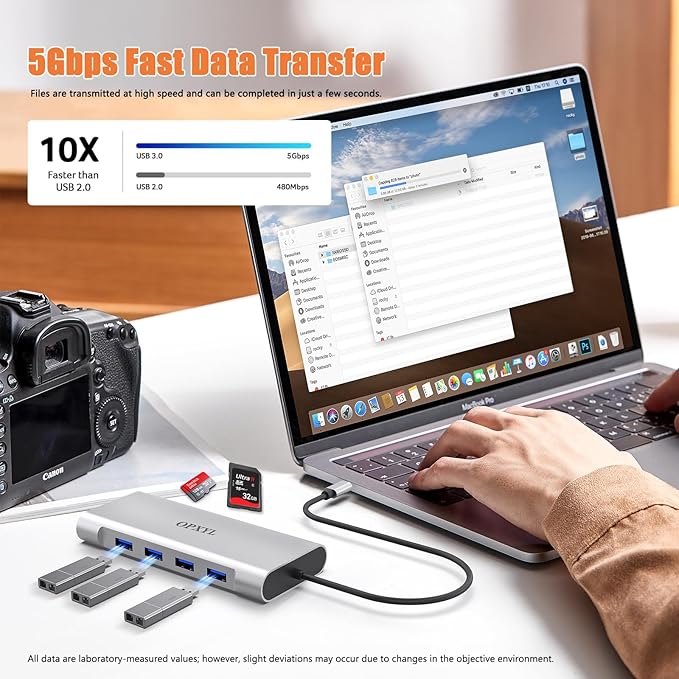 OPXYL 11-in-1 USB C Hub Multiport Adapter, USB C Docking Station with 4K HDMI, VGA 1080P, 100W PD, Ethernet, SD/TF, Audio, USB 3.0 Port, Laptop Dock for MacBook Pro/Air, iPad, Windows (Light Gray)