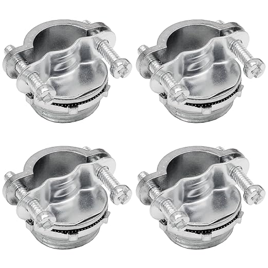 Bonsicoky 4 Pcs 3/4 Inch Clamp Type Cable Connectors - Zinc Alloy Clamp Cable Connector Fittings for Metallic Conduit Protect Electric Wires Electrical Box Cables