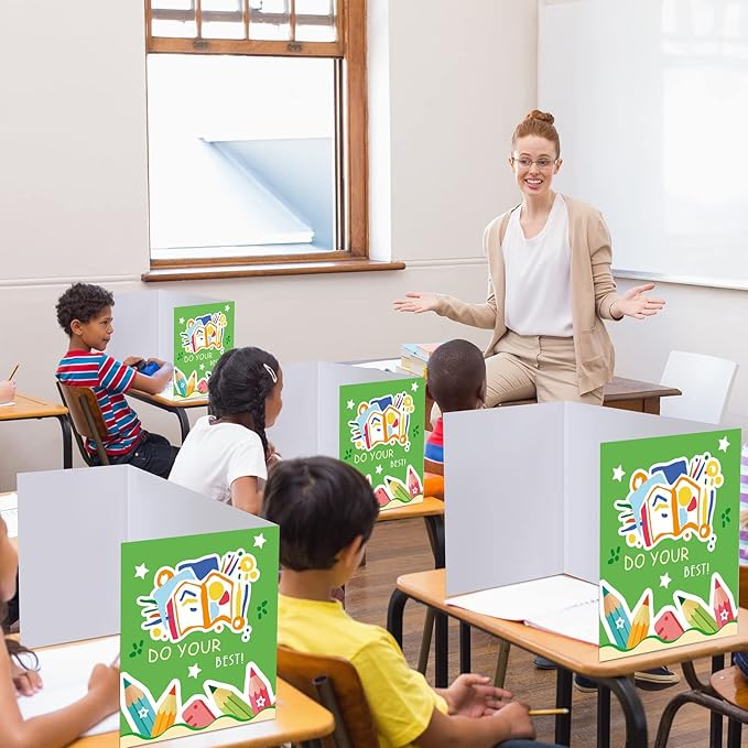 Zhehao 12 Pcs Desk Dividers for Students, Privacy Folders Boards Bright Colored Testing Dividers Panels for School Classroom Student Teacher Desks, 15.76 x 13.3 x 11.8 Inches(What You Want)