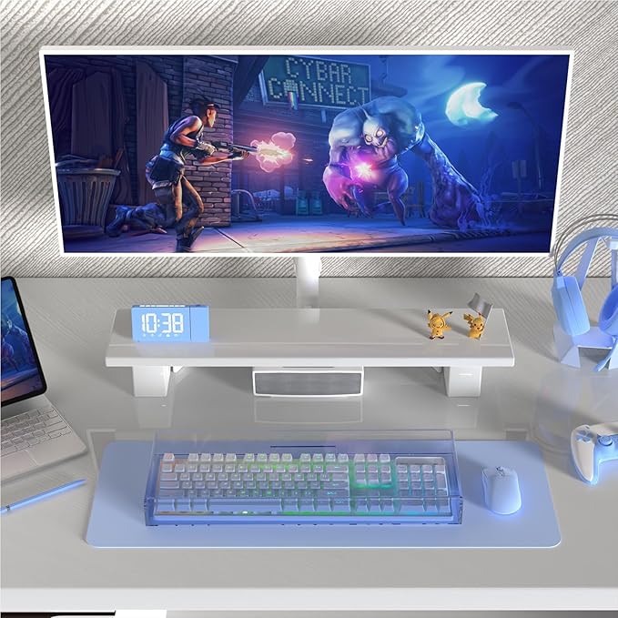 Attack Shark KC04 Acrylic Clear Transparent Keyboard Cover(17.4 * 6.5 * 1.9 inch) with Dustproof Waterproof Anti-hit Anti-cat Protective Case for Standard 104 Key Mechanical Gaming Keyboard Blue