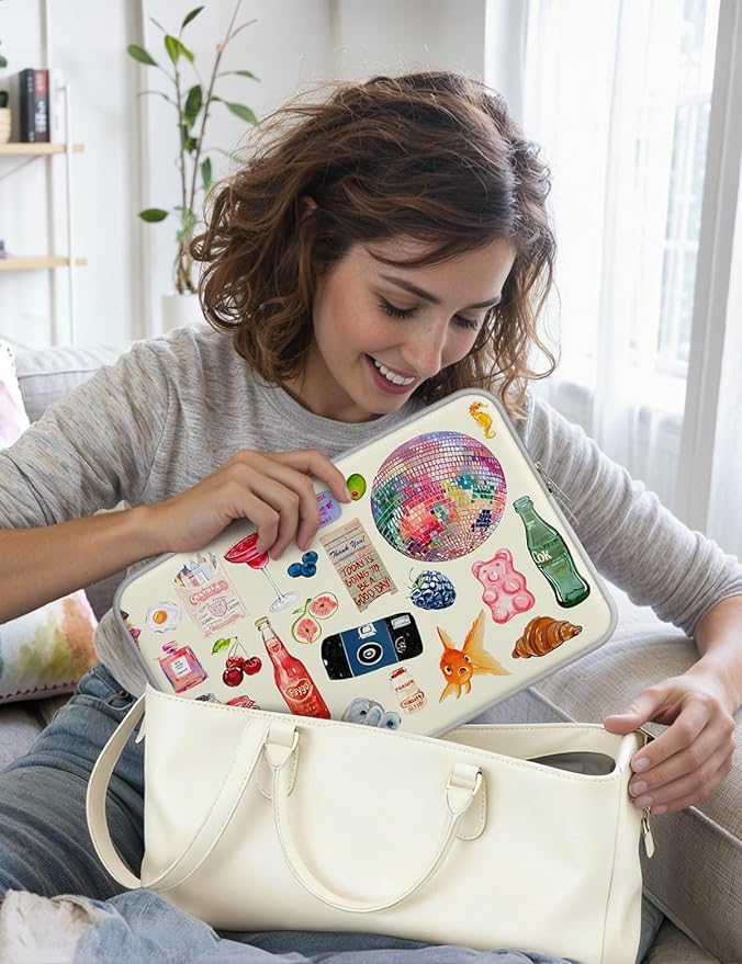 iCasso Laptop Sleeve 13 inch for MacBook Air 13-13.6 inch, Cute Laptop case for MacBook Neo/Pro 13 inch, Slim Protective Travel Carrying Case Sleeve for 14 inch Chromebook, HP, Dell, Stickers