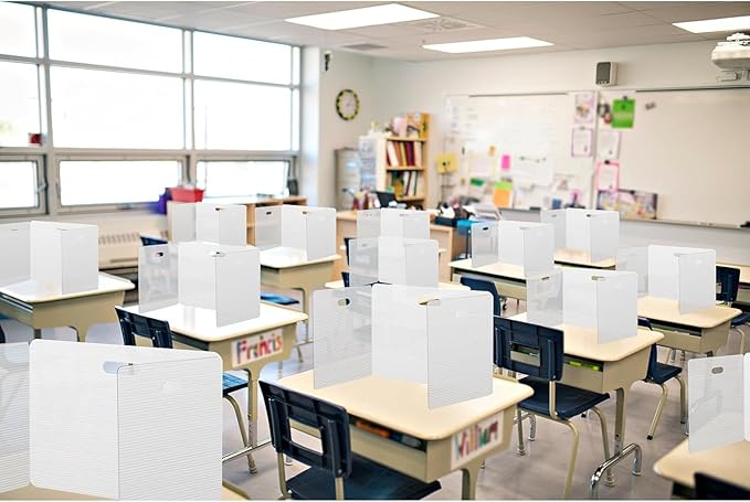 24 Pcs White Desk Dividers for Students Plastic Privacy Folders Sturdy and Waterproof Test Privacy Shields Easy to Clean Classroom Test Dividers for School Teacher Student Study Supplies
