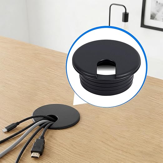3pcs 1.5 Inch Desk Hole Grommet, Black Detachable Desk Hole Cover for Organizing Protecting Wires, U-Shaped Countertop Grommet for Home Office Computer Cables