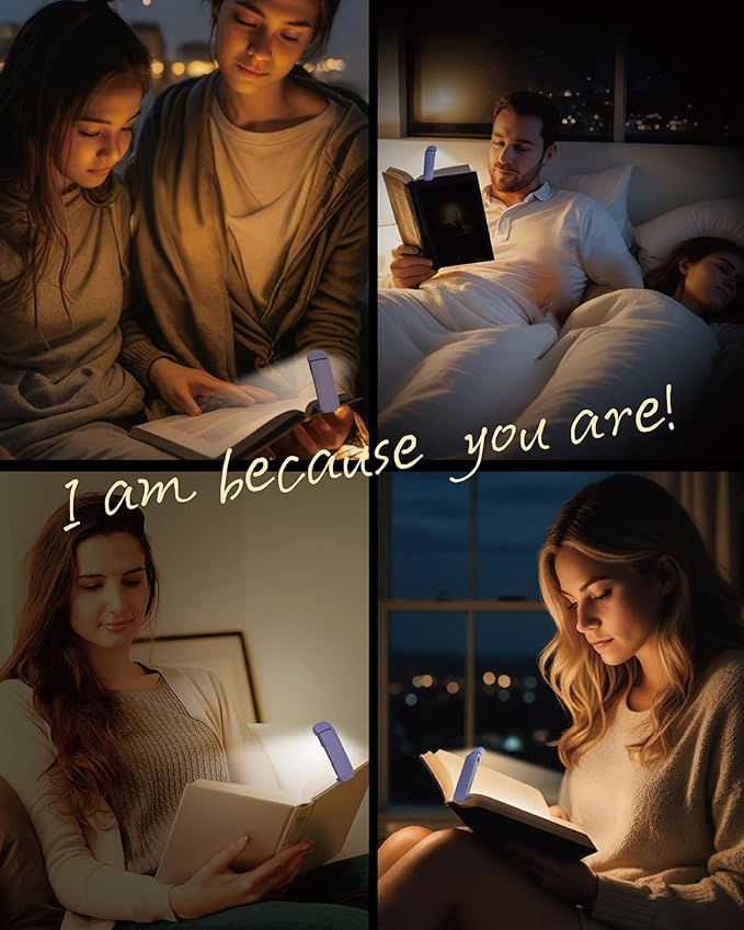 HEMONNKAM Book Reading Light, 2 Pack Rechargeable Clip on Booklight, Eye Caring 3 Color Temperatures & 5 Brightness Levels, Night Use for Bed, Long Lasting, Reading at Night in Bed, Purple+Light Blue