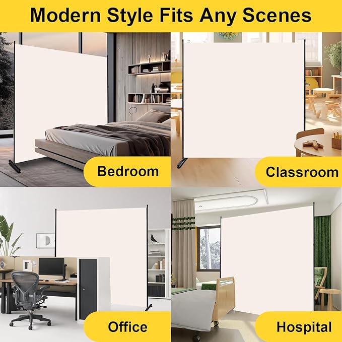 Room Divider 6FT Single Panel Privacy Screen, 71'' Wide Fabric Indoor Room Divider Wall Divider for Room Separation, Portable Room Partitions and Dividers Freestanding Temporary Wall Room Separators