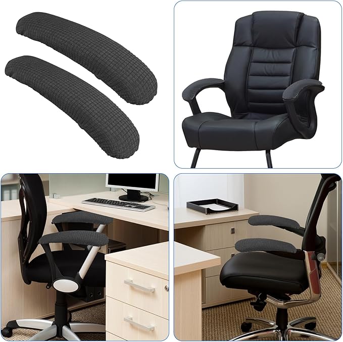 Vin Beauty Office Chair Armrest Covers, 2Pcs Office Removable Arm Rest Covering, Elastic Chair Armrest Covers, Office Seat Hand Rest Protector, Arm Covers Protectors for Office Chair(Grey)