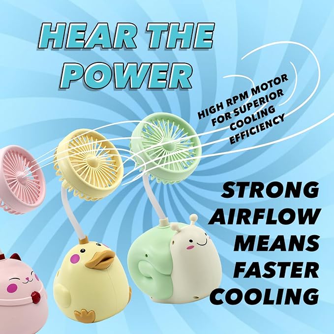 Cute Yellow Duck Desk Fan with Pen Holder — Animal Fan, Duck Decor for Office, Funny Accessories, Small USB Fan, Unique Teacher Gift, Coworker Gift, Novelty Decor