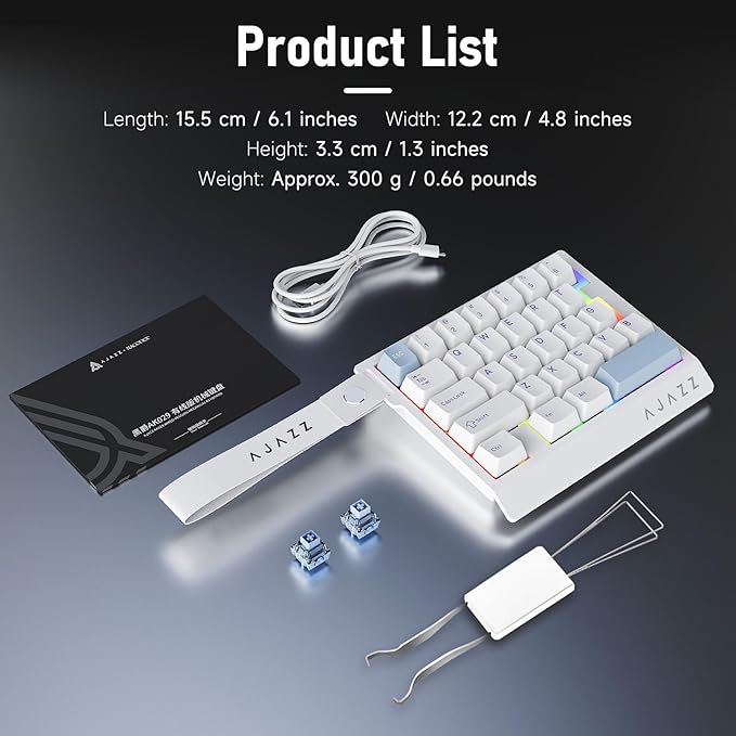 AJAZZ AK029 Wired One Handed Gaming Keyboard,Magnetic Switch, Adjustable Trigger Force, 8KHz Polling, 29 Keys Rapid Fast Mechanical Keyboard, RGB Backlight, SOCD & DKS, Aluminum Plate