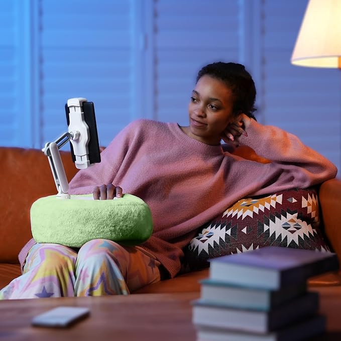 SupeDesk Kindle/Tablet Pillow Stand for Reading, Adjustable Tablet Stand Phone Holder for Bed with Detachable Sanck Bowl, Fits 4.7"-13" Kindle/Phones/Tablets/, Watch Videos, Stream Media, Green