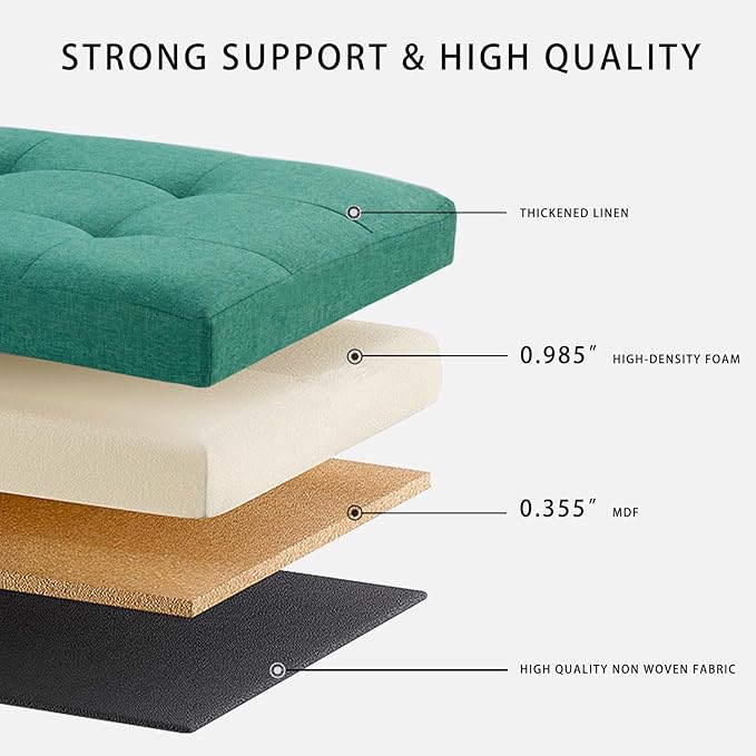 HAUSFRAU Storage Ottoman Bench with Flipping Lid, 43.3 Inches Storage Chest Footsrest, Folding Foot Stool for Entryway, Living Room, Bedroom, Linen Grey