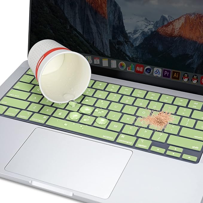 MOSISO Keyboard Cover Skin Compatible with MacBook Air 15 inch M3 A3114 M2 A2941/Air 13.6 A3113 A2681/Pro 14/16 M4 M3 M2 M1, Avocado Green