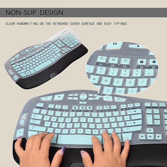 Keyboard Cover for Logitech K350 MK550 MK570 Wireless Wave Keyboard,Dust-Proof Silicone Keyboard Protector Skin for Logitech K350 MK550 MK570 Keyboard Protective Accessories(Gradient Mint)