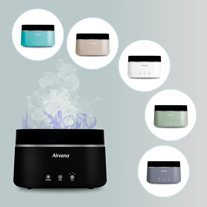 AquaFlame Ultrasonic Humidifier (.75L / .20 Gal) - Vibration Technology Humidifier with Essential Oil Diffuser – Tabletop Design for Personal Use, Dorm Rooms, & Desks -Black