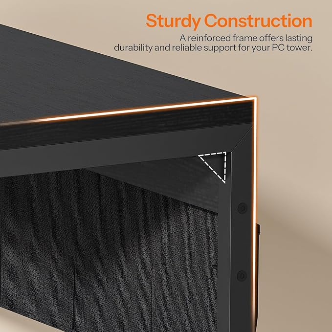 HOOBRO Computer Tower Stand, PC Stand with Charging Station, PC Tower Stand Height Adjustable Under Desk, Large CPU Holder Cart with Locking Casters & Storage Pockets, for Home Office, Bedroom BB72UCJ01