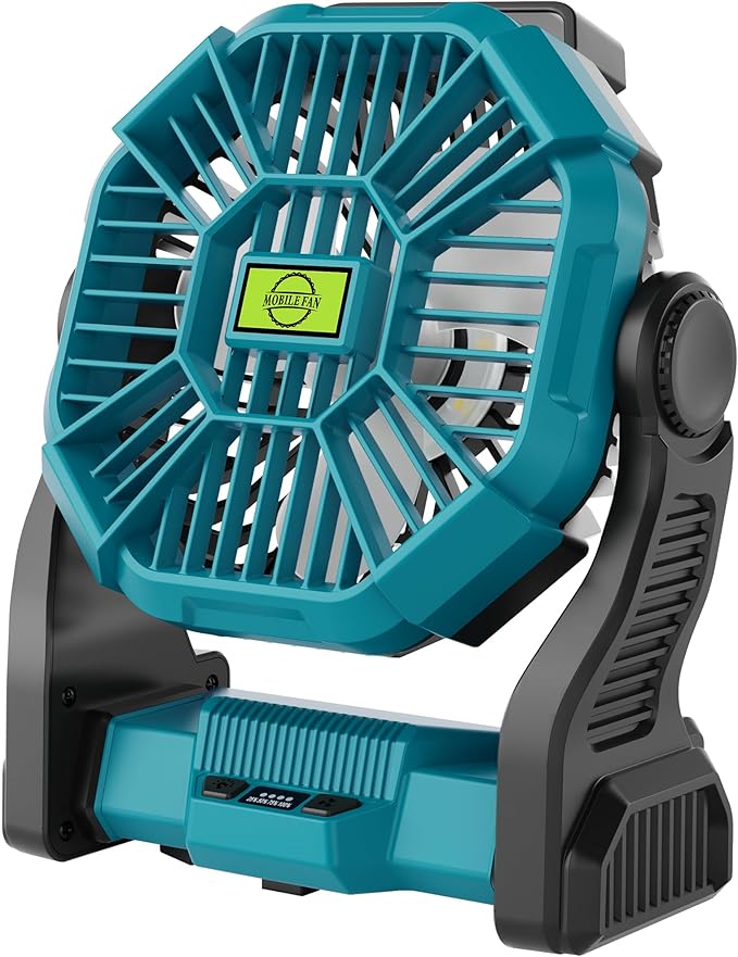 Battery Powered Fan๏ผ270ยฐ Rotating Battery Operated Camping Fan Rechargeable, USB Desk Personal Table Cordless with Hook, Outdoor Camping for Tents,Travel X23 Cyan