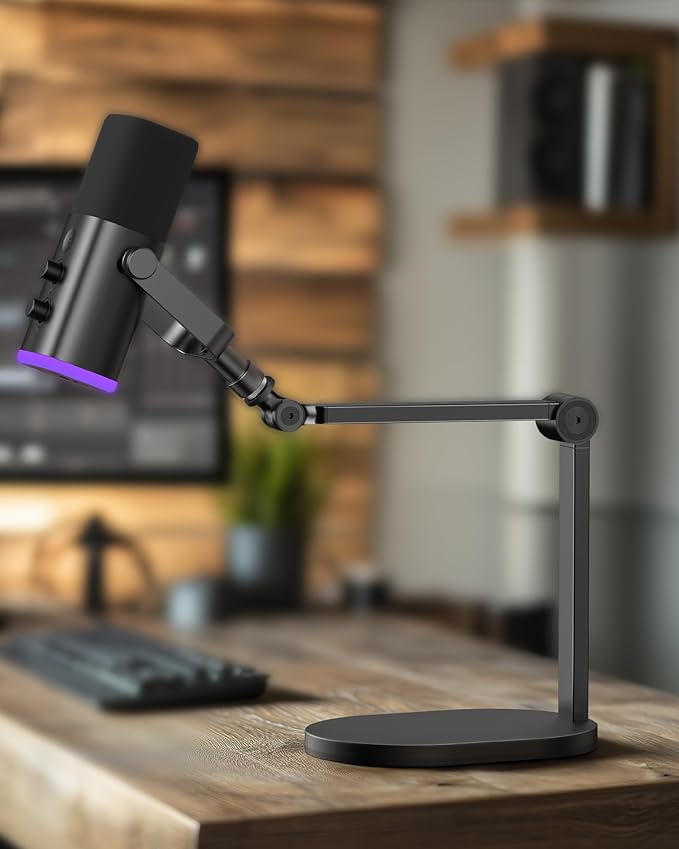InnoGear Studio Mic Stand, Max Load 2.64 lb Microphone Arm Desk Mount Desktop Microphone Stand for Fifine AM8 K669B Blue Yeti HyperX QuadCast SoloCast AT2020, Webcams Cameras, Black