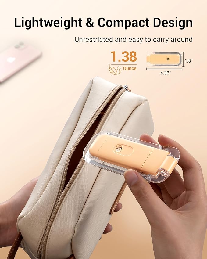 DEWENWILS USB Rechargeable Book Light, LED Clip on Reading Lights for Books in Bed at Night, Portable Bookmark Lamps, 4 Brightness Adjustable, Perfect for Bookworms, Kids (Peach Fuzz)