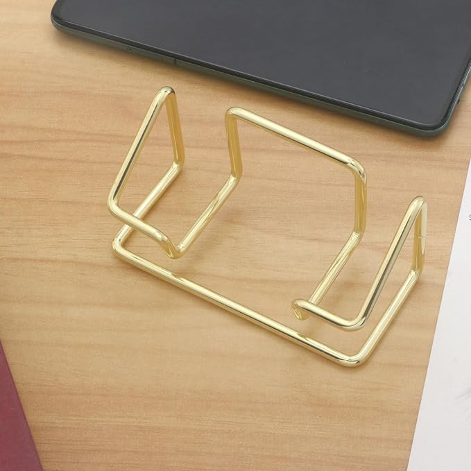 2 Pack Business Card Holder Desk,Metal Business Card Holder Display,Business Card Display Stand,for Office Home Desktop (Gold)